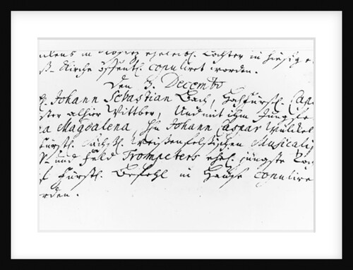 Register of Bach's wedding to Anna Magdalena Wickeln in the Rectory of the Jacobskirche, Koethen, 3rd December 1721 by German School