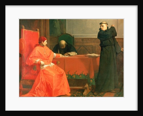 Luther in front of Cardinal Cajetan during the controversy of his 95 Theses, 1870 by Ferdinand Wilhelm Pauwels