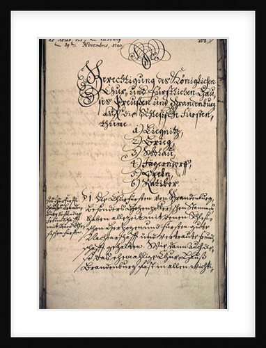 Memorandum drawn up by the Chanceller of the University of Halle, agreeing to the annexation of Silesia, 19th November 1740 by German School
