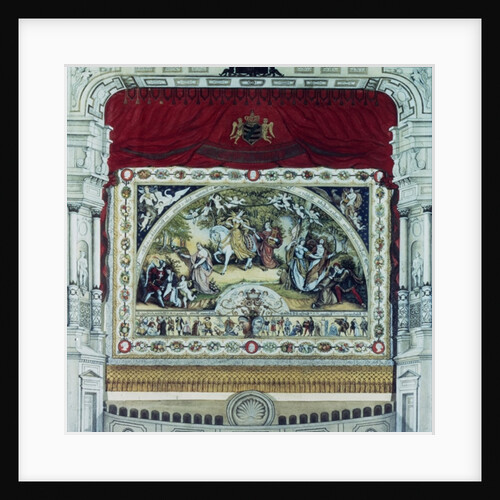 Stage and decorative curtain of the Dresden theatre by School German