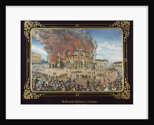 Fire at the Royal Theatre in Dresden on 21st September 1869 by German School