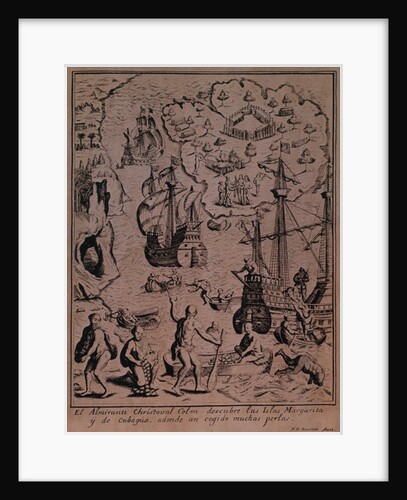 Christopher Colombus discovering the islands of Margarita and Cubagua where they found many pearls by School Spanish