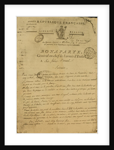 Instructions to soldiers issued by Napoleon as General of the Italian Army, 20th May 1796 by French School