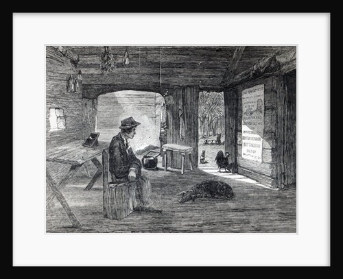 Interior of a settler's hut in Australia by English School