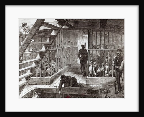 Caged prisoners on route to Botany Bay by English School