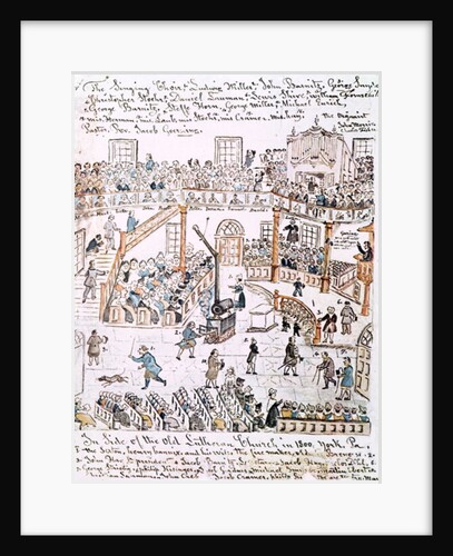 Inside the Old Lutheran Church, York County, 1800 by Lewis Miller