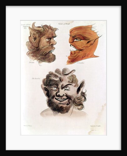 Heads of Evil Demons: Theumis, Asmodeus and The Incubus, illustrations from 'The Magus', pub. 1801 by Francis Barrett