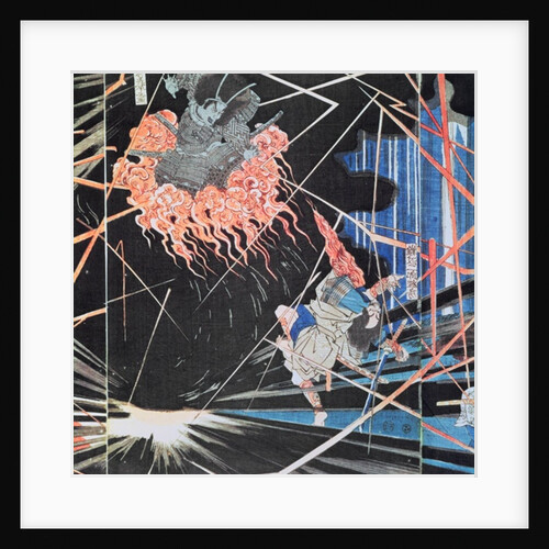 The ghost of a murdered man takes his revenge on his murderers, centre panel of a triptych, 19th century, Japanese by Anonymous