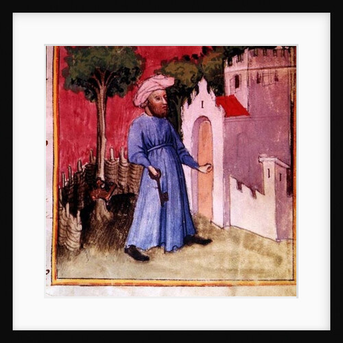 Allegorical illustration showing an Arab unlocking the gate of Knowledge, reputedly written and illuminated by Nicolas Flamel by Anonymous