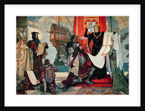 Departure for the Cape, King Manuel I of Portugal blessing Vasco da Gama and his expedition, c.1935 by Anonymous Anonymous
