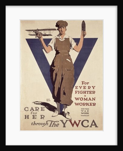 For Every Fighter a Woman Worker, 1st World War YWCA propaganda poster by Adolph Treidler