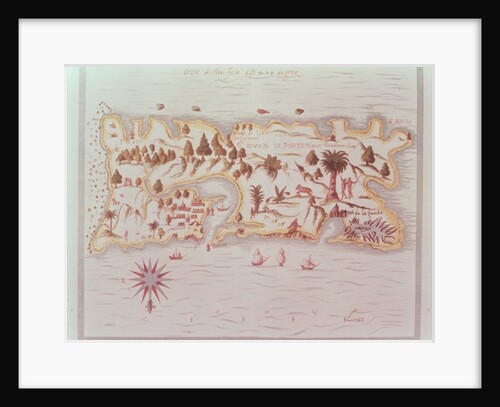 Map of the island of Puerto Rico, 1599 by Samuel de Champlain