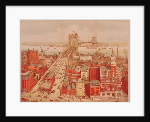 Brooklyn Bridge, c.1883 by R. (after) Schwarz