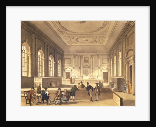 Dividend Hall at South Sea House, pub. by R. Ackermann, 1810 by T. & Pugin A.C.(1762-1832) Rowlandson