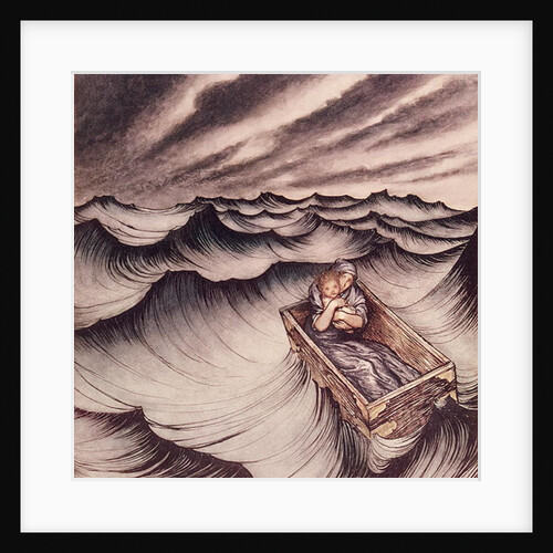 Danae and her son Perseus put in a chest and cast into the sea, 1914 by Arthur Rackham