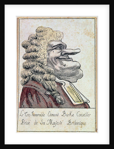 The very honourable Edmund Burke, private adviser to His Majesty, the British king, French caricature, c.1790 by French School