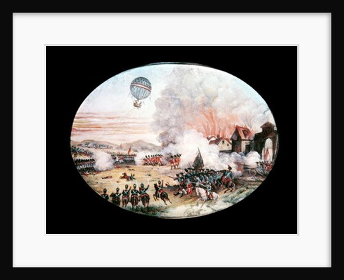 The French observation balloon 'L'Entreprenant' hovering above the Battle of Fleurus, 1794 by French School