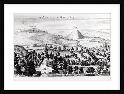 View from Avebury steeple of Silbury Hill by William Stukeley