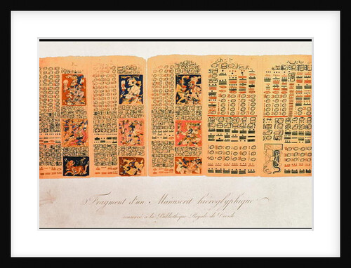 Copy of a fragment of the Dresden Codex showing Mayan astronomical calculations by School Mexican