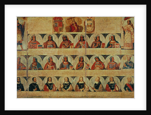 Genealogy of the Inca rulers and their Spanish successors from Manco Capac, the first Inca king, to Ferdinand VI of Spain, c.1750 by Spanish School