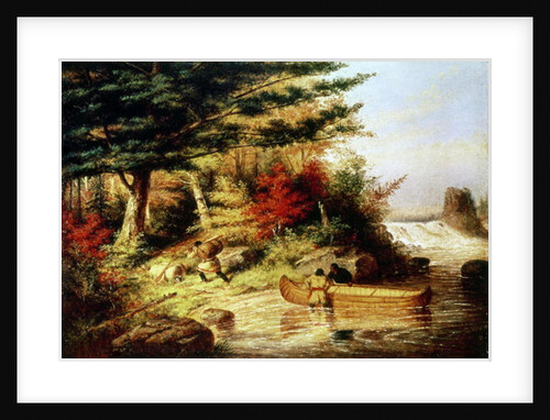 Indians transporting furs through the Canadian wilderness, 1858 by Cornelius Krieghoff