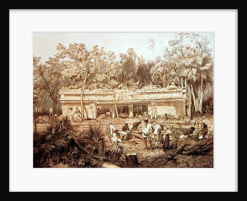 Clearing the jungle around Mayan ruins, 19th century by Anonymous