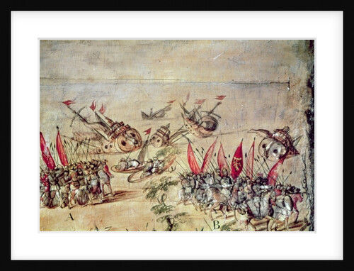 Cortes sinking his fleet off the coast of Mexico, 1518 by Spanish School