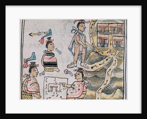 Ms Palat. 218-220 Book IX Aztecs consulting and following a map by Spanish School