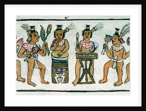Ms Palat. 218-220 Book IX Aztec musicians from an account of Aztec crafts in Central Mexico by Spanish School