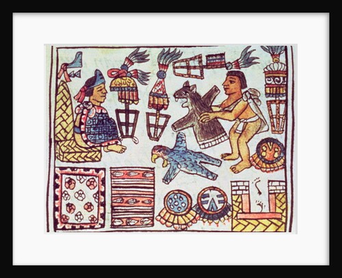 Ms Palat. 218-220 Book IX Montezuma II receiving tributes by Spanish School