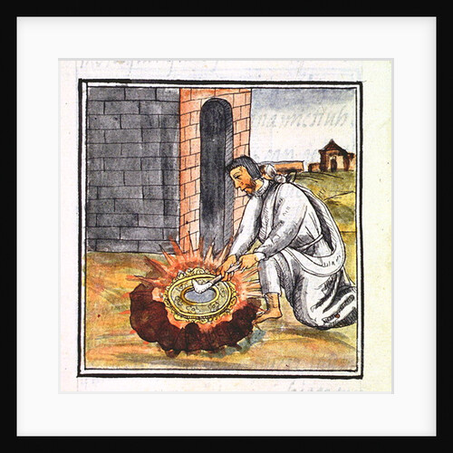 A European engaged in making a reliquary by Spanish School