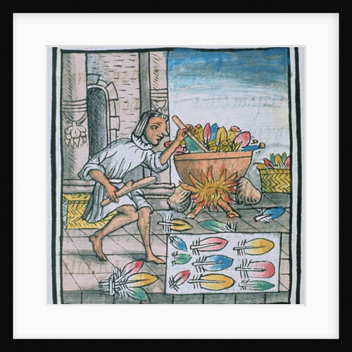 Ms Palat. 218-220 Aztec artisans dyeing feathers by Spanish School