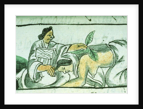 Ms Palat. 218-220 Book IX Aztec midwife administering herbs to a woman after childbirth by Spanish School