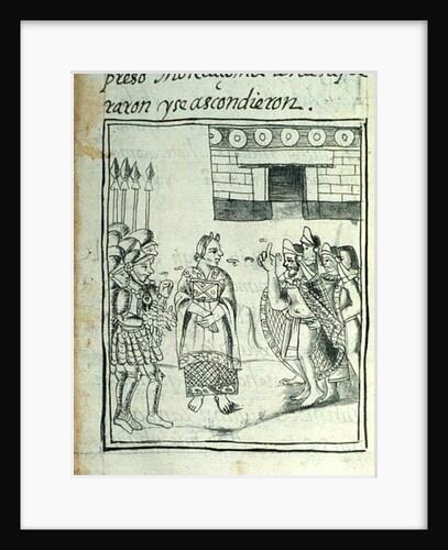 Marina interpreting for the Spaniards at a meeting between Hernando Cortes and Montezuma by Spanish School