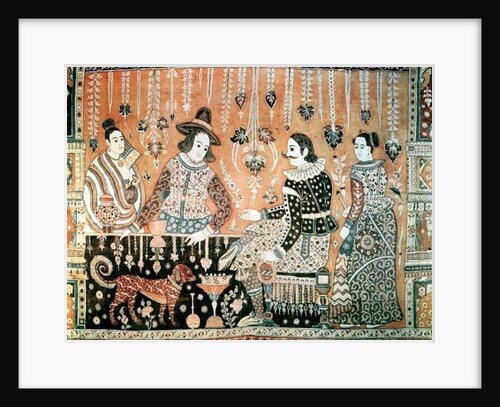 Wall hanging showing early traders to India, Indian, late 16th century by Anonymous