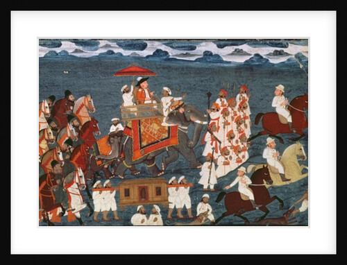 A British Officer on an elephant on a hunting expedition by Indian School