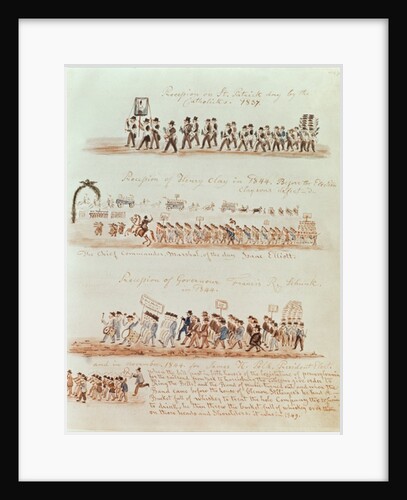 St. Patrick's Day procession in 1837 and processions for Henry Clay, Governor Francis Schunk and James Polk in 1844 by American School