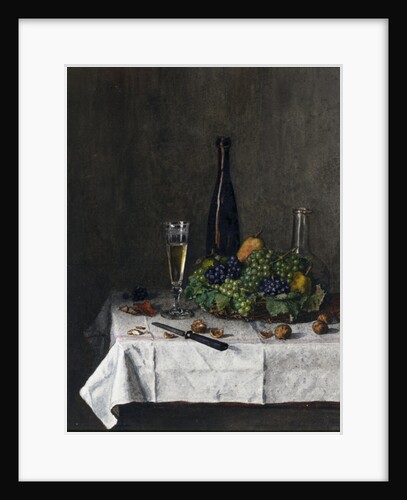 Still Life with Basket of Grapes, Walnuts and Knife, 1863 by Leon Bonvin