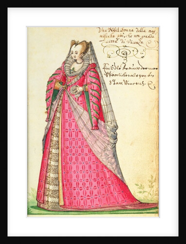 MS W.477 fol.20 'Noble Lady from Vincenza' from Kippell's 'Costume Book', c.1588 by Niclauss Kippell