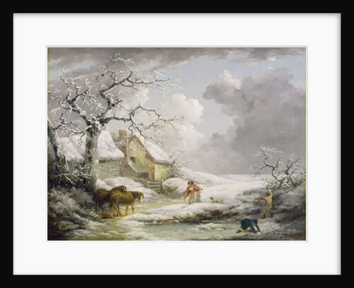Winter Landscape with Men Snowballing an Old Woman, 1790 by George Morland