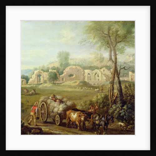 Haycart Passing a Ruined Abbey by John Wootton