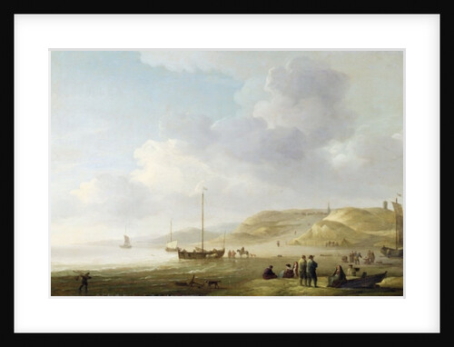 The Coast Near Scheveningen with Fishing Pinks on the Shore by Charles Brooking