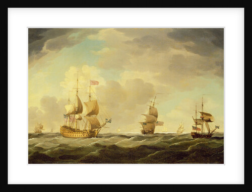 An English Flagship Under Easy Sail in a Moderate Breeze, c.1750 by Charles Brooking