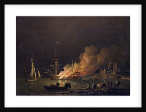 Ship on Fire at Night, c.1756 by Charles Brooking