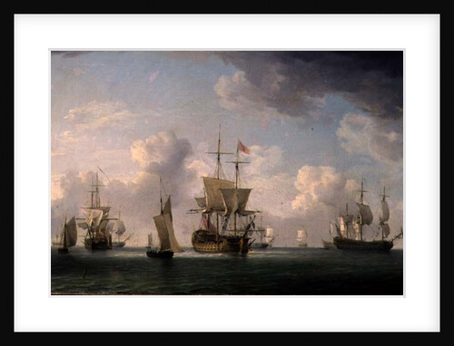 English Ships Under Sail in a Very Light Breeze by Charles Brooking