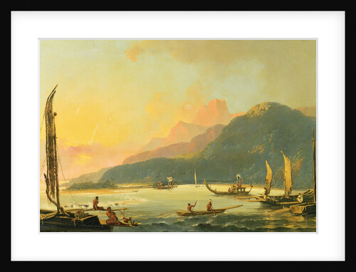 Tahitian War Galleys in Matavai Bay, Tahiti, 1766 by William Hodges