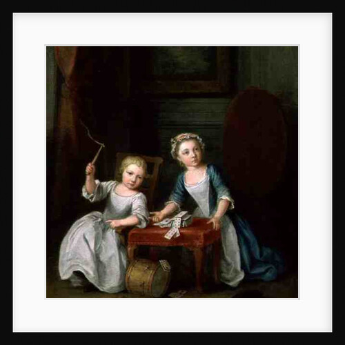 Two Children of the Nollekens Family, Probably Jacobus and Maria Sophia, Playing With a Top and Playing Cards, 1745 by Joseph Francis Nollekens