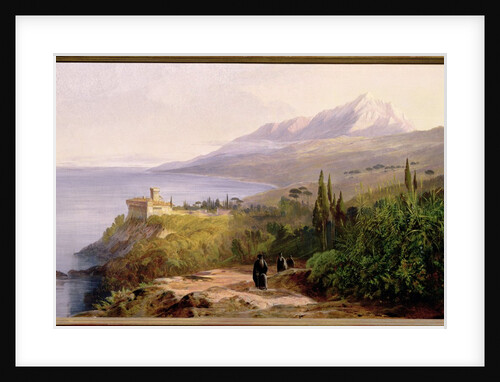 Mount Athos and the Monastery of Stavroniketes, 1857 by Edward Lear