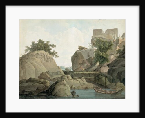 Fakir's Rock at Sultanganj, on the River Ganges, India, c.1790 by Thomas & William (1769-1837) Daniell
