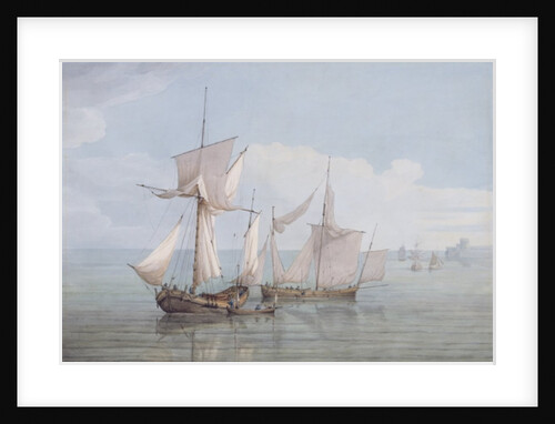 A Hoy and a Lugger with other Shipping on a Calm Sea by John Thomas Serres